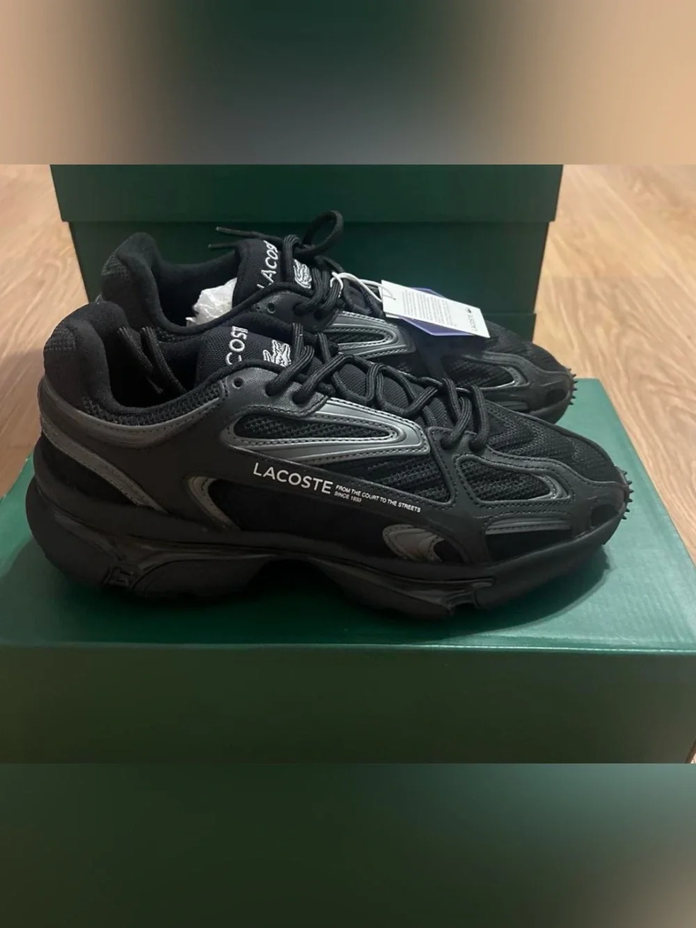 Lacoste Men's Black and Gray Runner Sneakers